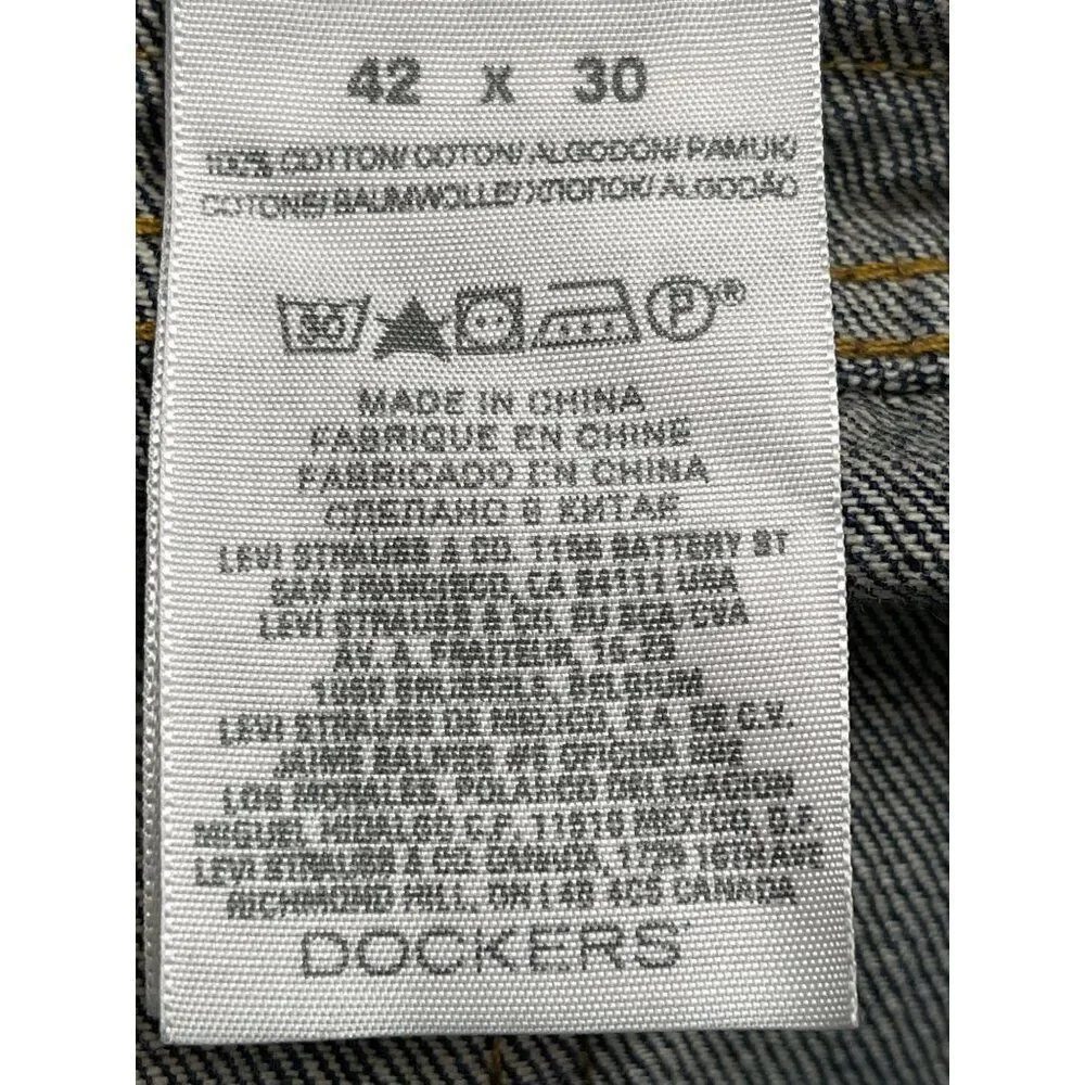 Dockers Men Dark Wash Straight Fit Denim Jeans Size 42 / 30